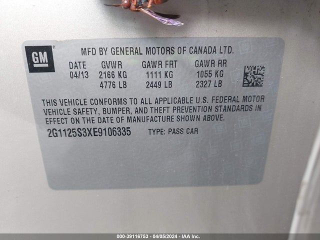 Chevrolet Impala 2lt 2014 2G1125S3XE9106335 Image 9