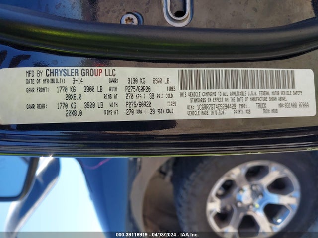 RAM 1500 Big Horn 2014 1C6RR7GT4ES294429 Image 9