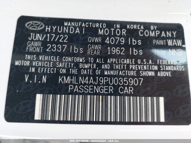 KMHLN4AJ9PU035907 Hyundai Elantra Hybrid Limited