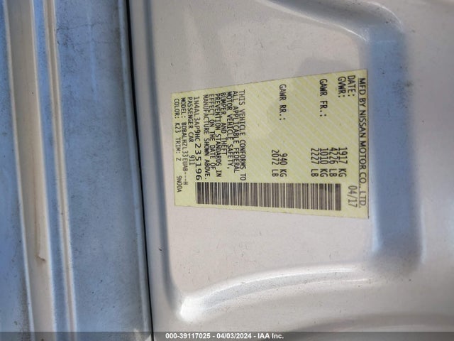 Nissan Altima 2.5 Sr 2017 1N4AL3AP9HC235196 Image 9