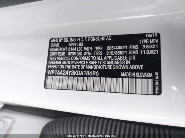 2019 PORSCHE CAYENNE WP1AA2AY3KDA18696 Photo 8