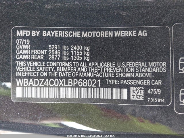 BMW 840i Xdrive 2020 WBADZ4C0XLBP68021 Image 9