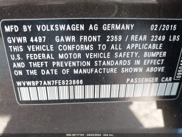 WVWBP7AN7FE823866 Volkswagen Cc 2.0t Sport
