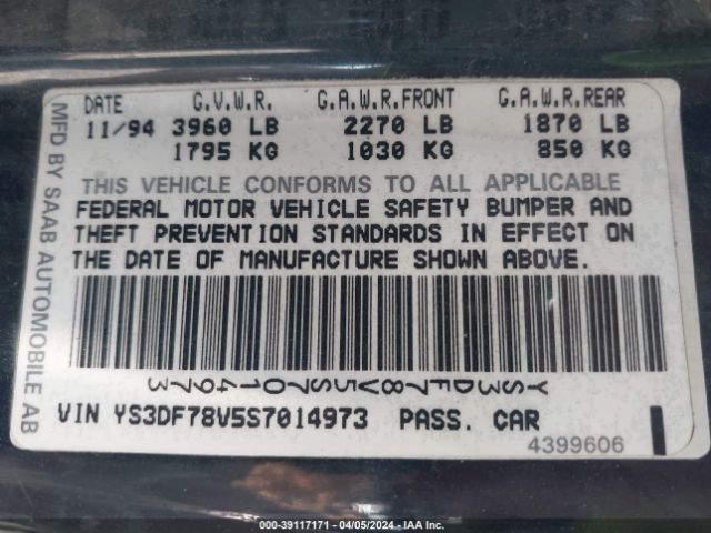 1995 SAAB 900 YS3DF78V5S7014973 Photo 8