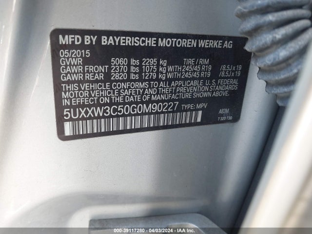 5UXXW3C50G0M90227 BMW X4 Xdrive28i