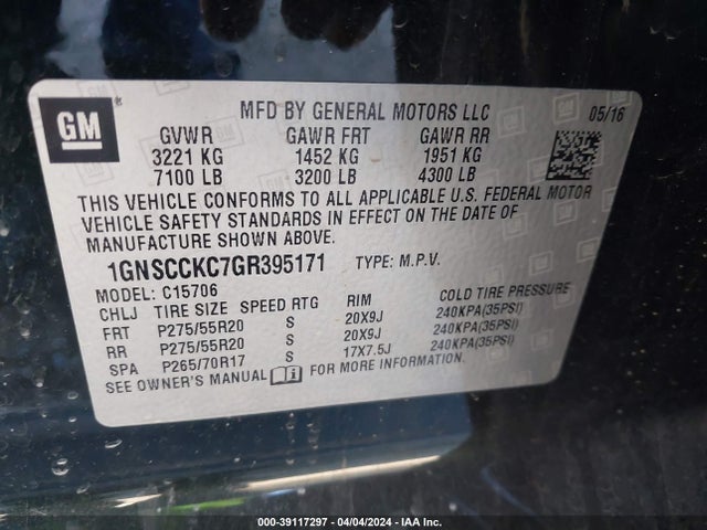 Chevrolet Tahoe Ltz 2016 1GNSCCKC7GR395171 Image 9