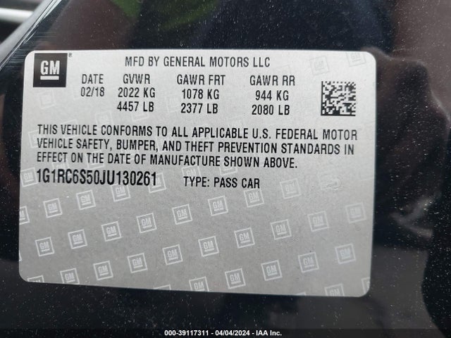 Chevrolet VOLT LT 2018 1G1RC6S50JU130261 Image 9