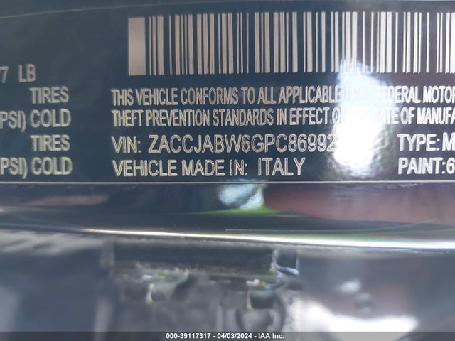 ZACCJABW6GPC86992 Jeep Renegade 75th Anniversary