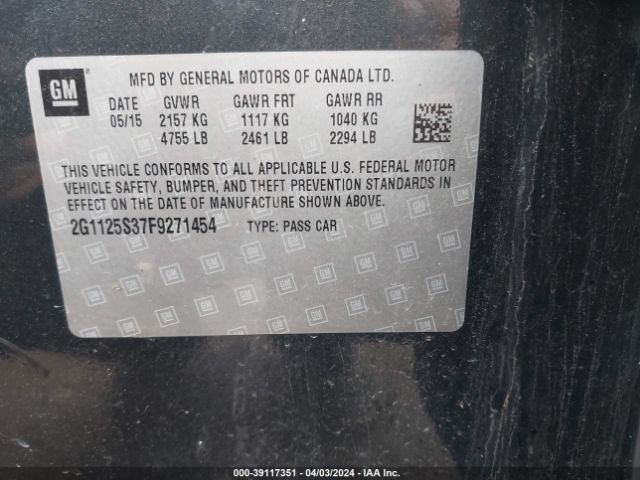 2G1125S37F9271454 Chevrolet Impala 2lt