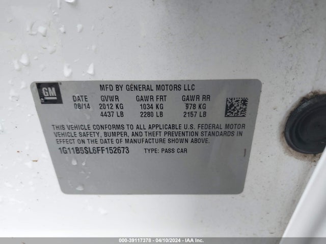 Chevrolet MALIBU LS 2015 1G11B5SL6FF152673 Image 9