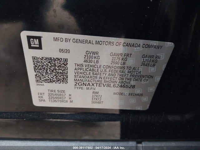 Chevrolet Equinox Awd 2fl 2020 2GNAXTEV8L6246528 Image 9