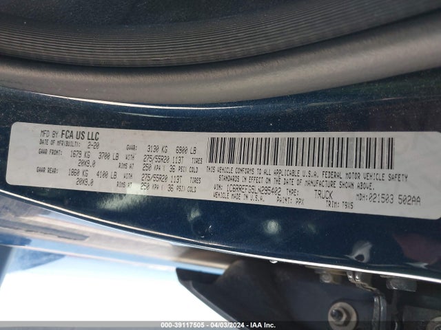 1C6RREFG5LN295402 RAM 1500 Lone Star  4x2 5'7 Box