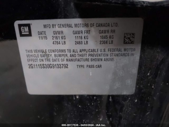 2G1115S30G9133792 Chevrolet Impala 2lt