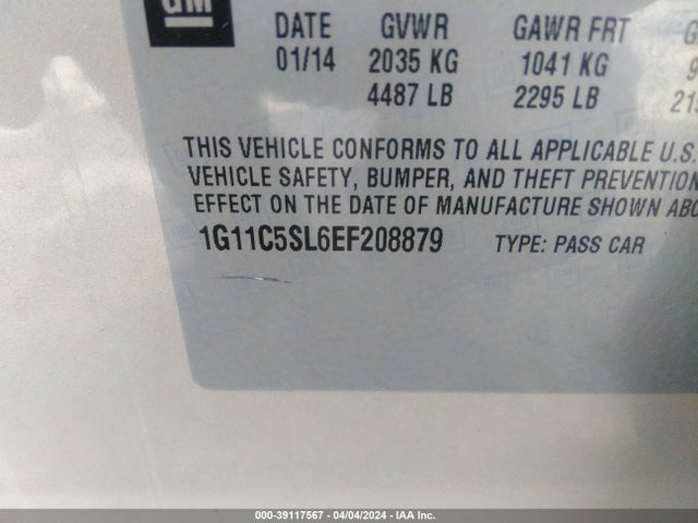 Chevrolet MALIBU 1LT 2014 1G11C5SL6EF208879 Image 9