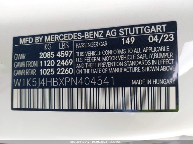 W1K5J4HBXPN404541 Mercedes-Benz Cla 250 Coupe 4matic