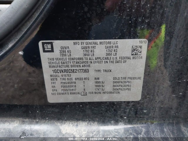 Chevrolet Silverado 1500 2lt 2014 1GCVKREC5EZ177363 Image 9
