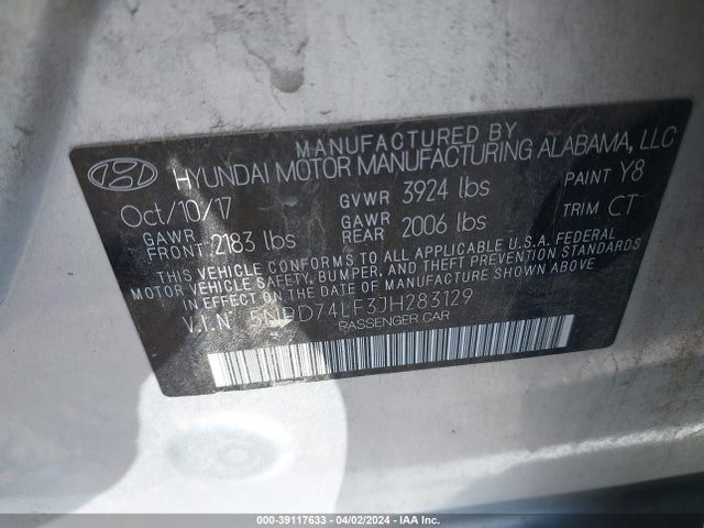 Hyundai ELANTRA SE 2018 5NPD74LF3JH283129 Image 9