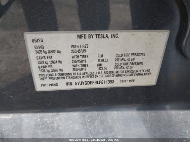 5YJYGDEF9LF011393 Tesla Model Y Long Range Dual Motor All-wheel Drive/performance Dual Motor All-wheel Drive