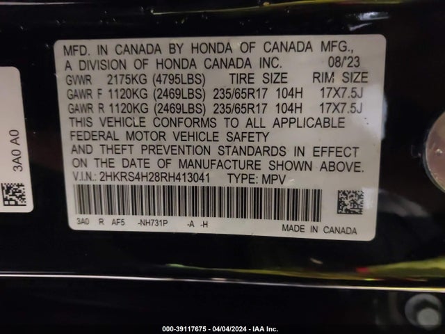 Honda Cr-v Lx Awd 2024 2HKRS4H28RH413041 Image 9