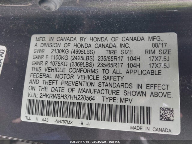 Honda CR-V LX 2017 2HKRW6H37HH220564 Image 9