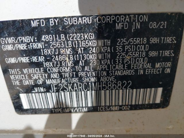 JF2SKARC1MH586822 Subaru Forester Sport