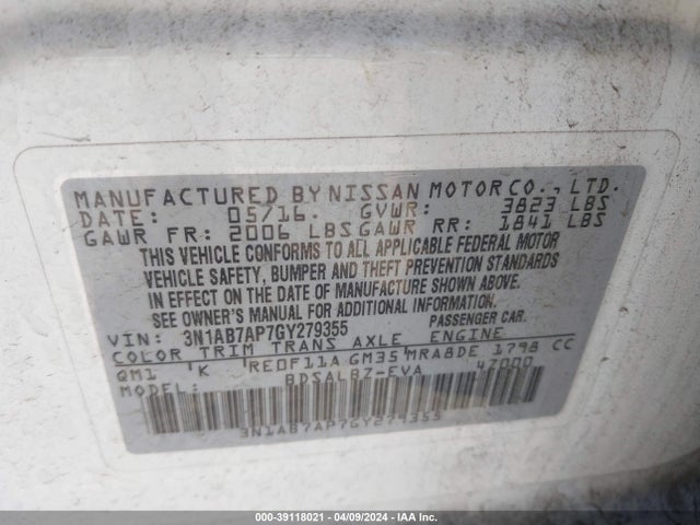 Nissan SENTRA S 2016 3N1AB7AP7GY279355 Image 9