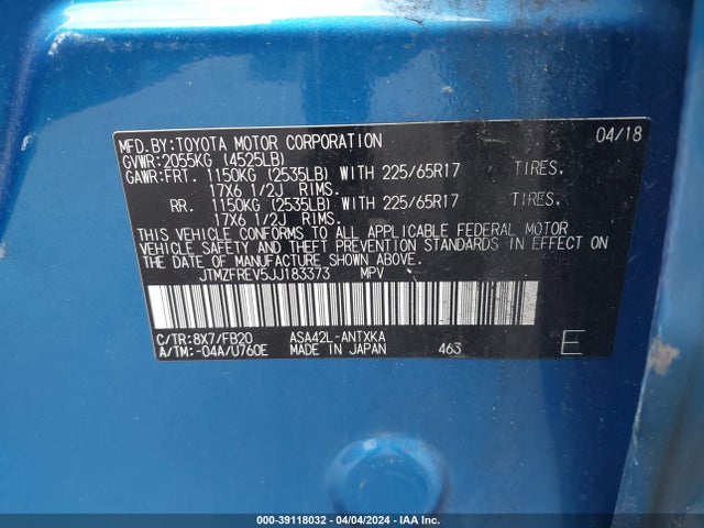 Toyota RAV4 LE 2018 JTMZFREV5JJ183373 Image 9