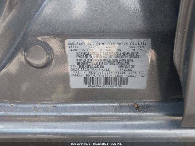 3N1CN8EV4LL863136 Nissan Versa Sv Xtronic Cvt