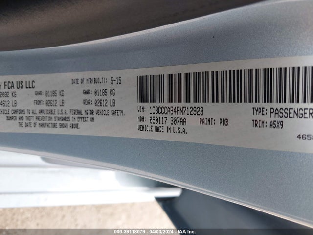 Chrysler 200 Limited 2015 1C3CCCAB4FN712923 Image 9