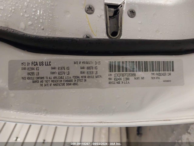 Dodge DART SXT 2015 1C3CDFBB7FD353098 Image 9