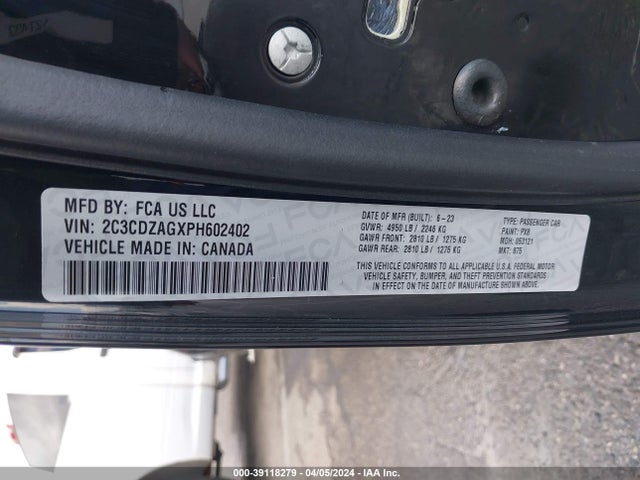 Dodge Challenger Sxt 2023 2C3CDZAGXPH602402 Image 9