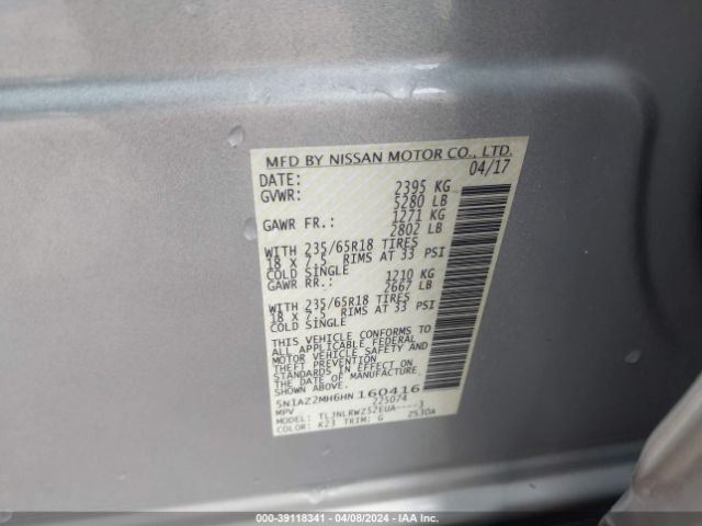5N1AZ2MH6HN160416 Nissan MURANO SL