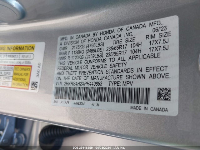 Honda Cr-v Lx Awd 2023 2HKRS4H2XPH440853 Image 9