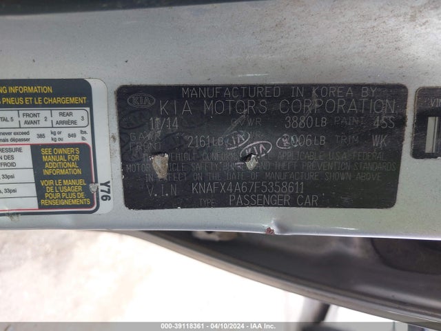 KIA FORTE LX 2015 KNAFX4A67F5358611 Image 9