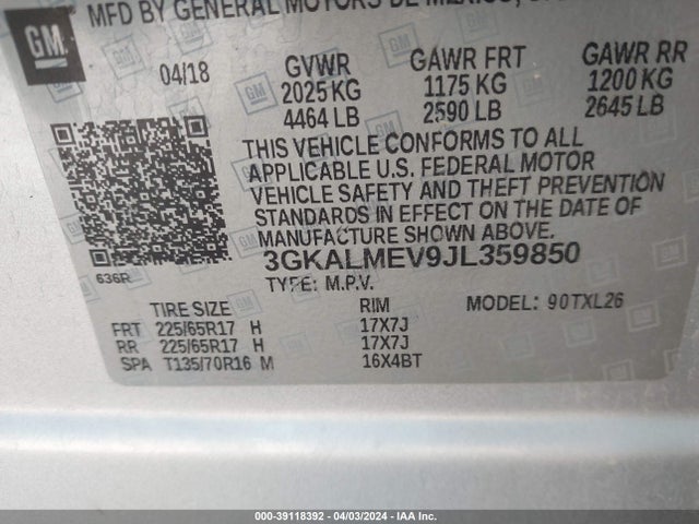 GMC Terrain Sle 2018 3GKALMEV9JL359850 Image 9
