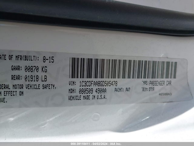 Dodge DART SE 2016 1C3CDFAA8GD505478 Image 9