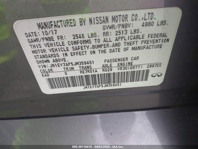 JN1EV7AP5JM359451 Infiniti Q50 3.0t Luxe