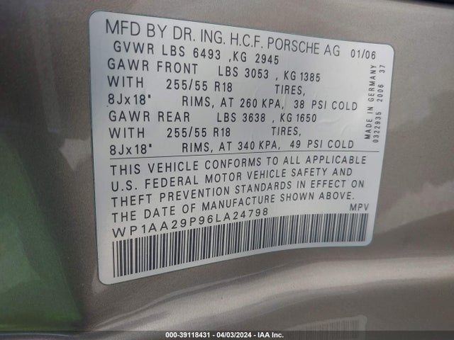 2006 PORSCHE CAYENNE WP1AA29P96LA24798 Photo 8