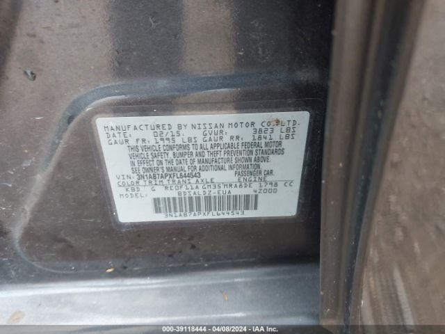3N1AB7APXFL644543 Nissan Sentra Fe+ S/s/sl/sr/sv