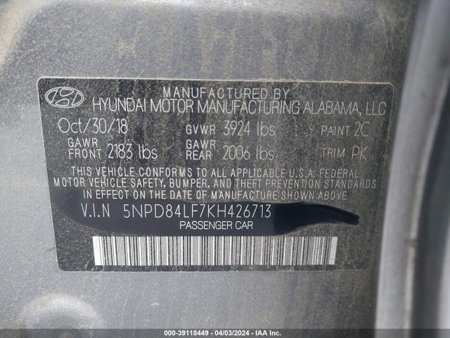 Hyundai Elantra Value Edition 2019 5NPD84LF7KH426713 Image 9