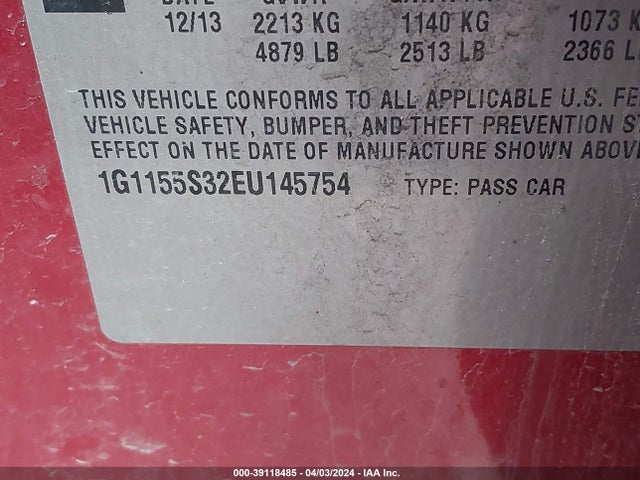 Chevrolet IMPALA 2LZ 2014 1G1155S32EU145754 Image 9