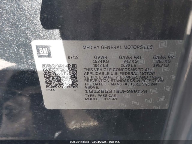 Chevrolet Malibu 1ls 2018 1G1ZB5ST8JF269179 Image 9