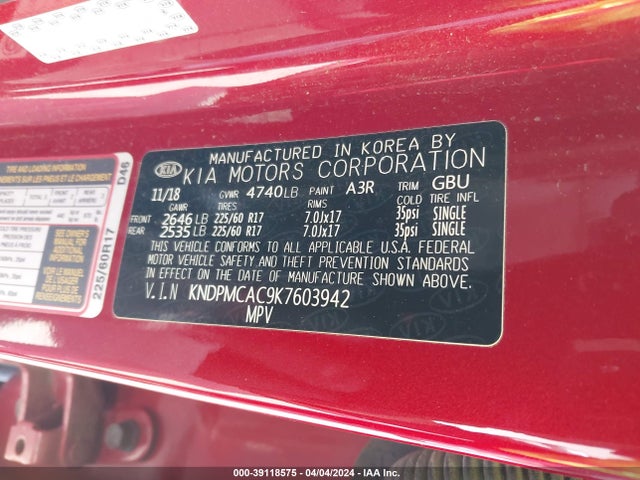 KIA Sportage Lx 2019 KNDPMCAC9K7603942 Image 9