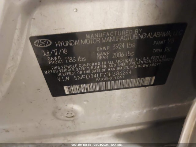 Hyundai Elantra Value Edition 2018 5NPD84LF2JH386264 Image 9