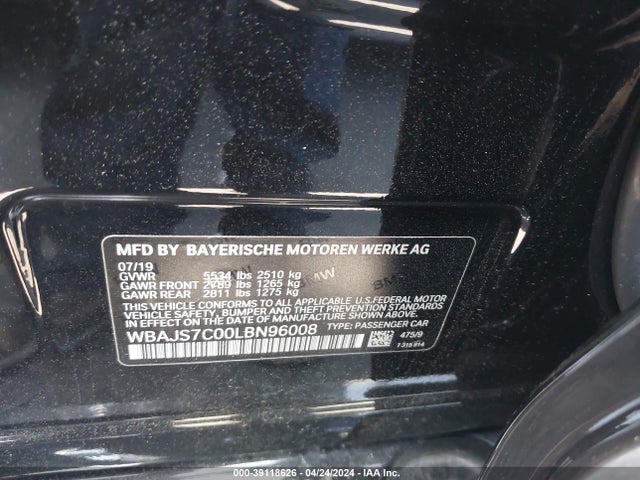 BMW M550i Xdrive 2020 WBAJS7C00LBN96008 Image 9