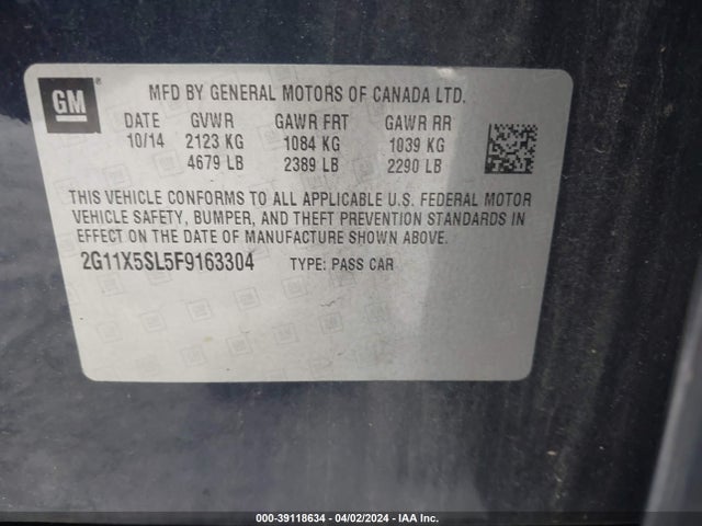Chevrolet Impala 1fl 2015 2G11X5SL5F9163304 Image 9