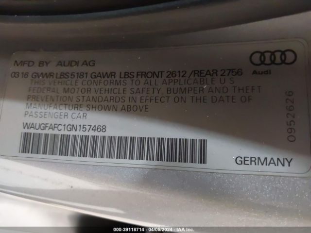 WAUGFAFC1GN157468 Audi A6 2.0t Premium Plus