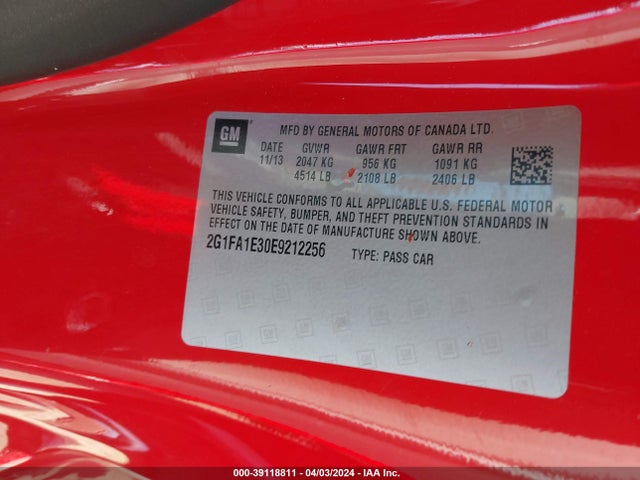 Chevrolet Camaro 2ls 2014 2G1FA1E30E9212256 Image 9