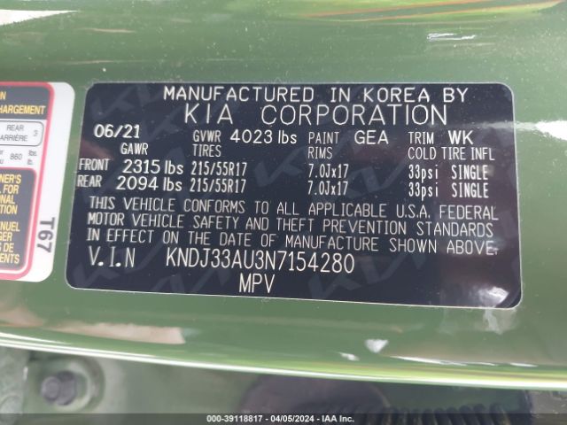 KNDJ33AU3N7154280 KIA SOUL EX