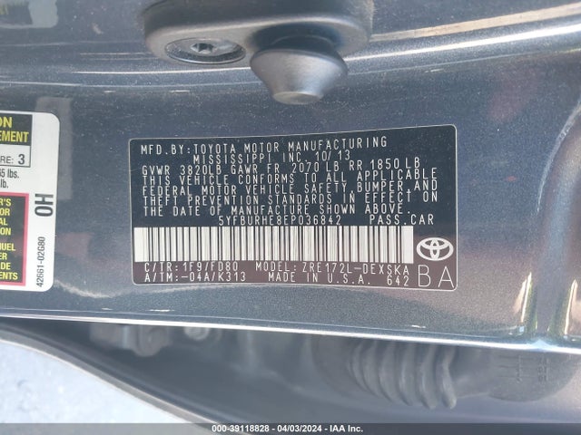 Toyota Corolla S Plus 2014 5YFBURHE8EP036842 Image 9